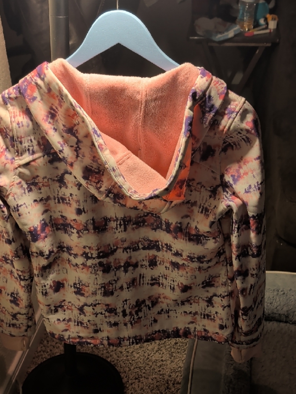 Snozu Pink and Purple Tie-Dye Bomber Jacket with Hood - Picture 2 of 3